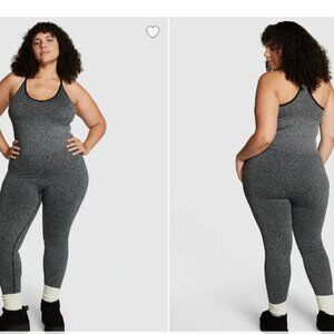 Victoria Secret Pink Seamless Workout Onesie jumpsuit pure Black Marl Medium NWT